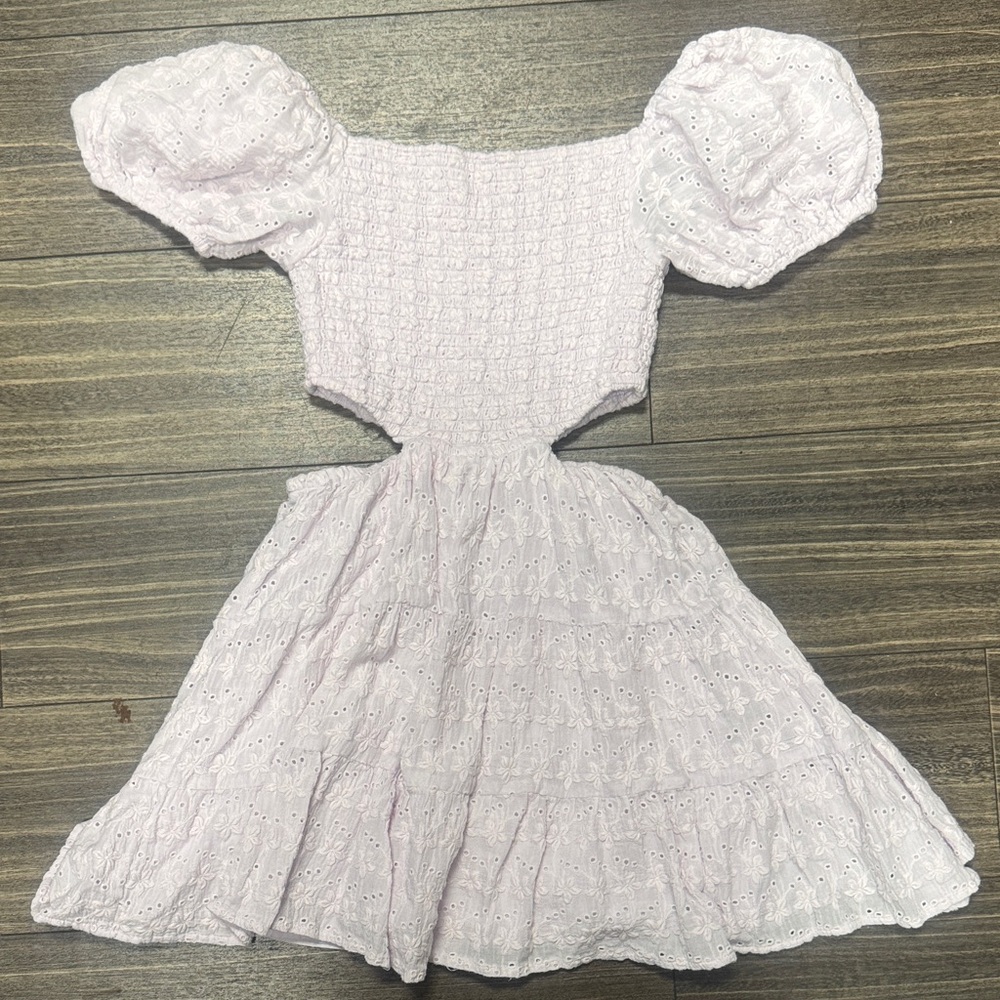 Katie J NYC Light Purple Puff Sleeve Dress